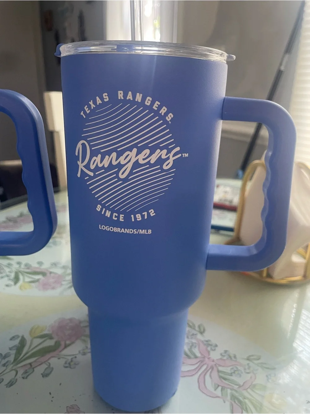 Texas Rangers Blue Insulated Travel Mug with Handle